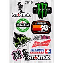 Cartela De Adesivos - C010- Carro - Moto - Caminhão - Bike - Stickers - Marcas - Diversos Otima Reso