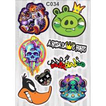 Cartela De Adesivos - C034 - Carro - Moto - Caminhão - Bike - Stickers - Diversos - Marcas Otima Re