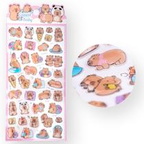 Cartela De Adesivos Capivara Infantil Sticker Alto Relevo 3D papelaria