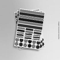 Cartela de Adesivos Washi Tape Preto e Branco Cartela de Adesivos Washi Tape Preto e Branco
