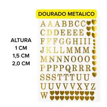 Cartela de Alfabeto Vinil Termocolante Monograma Casamento para tecidos porta joias carteira necessarie COR:OUROTAMANHO