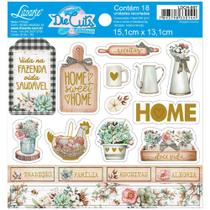 Cartela de Apliques em Papel Recortado Die Cuts Scrapbook Litoarte 15,1 x 13,1 cm - LDCH-007 Country