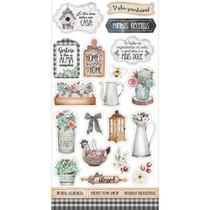 Cartela de Apliques em Papel Recortado Die Cuts Scrapbook Litoarte 15,1 x 29,5 cm - LDC-021 Country