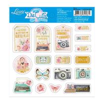 Cartela de Apliques em Papel Recortado Die Cuts Scrapbook Litoarte 15,2 x 13,1 cm - LDCH-003 Bons Momentos