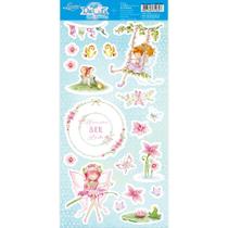 Cartela de Apliques em Papel Recortado Die Cuts Scrapbook Litoarte Fada Infantil 15 x 29,5 cm - LDC-003