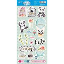 Cartela de Apliques em Papel Recortado Die Cuts Scrapbook Litoarte Panda 15 x 29,5 cm - LDC-001