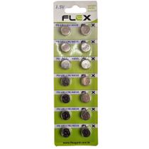 Cartela de Bateria Flex FX-LR1130 / AG10 1.5V 17 Unidade