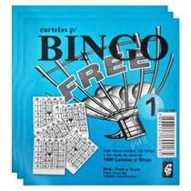 Cartela de Bingo Azul 100 Folhas Free 15 Unidades