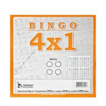 Cartela de Bingo Bingão Tamoio 4x1 c/6 blocos de 100 folhas