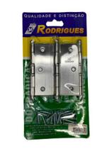 Cartela de Dobradiças c/ 3 unidades - 3.1/2X3" - MD 5296 - Aço Cromo Acetinado - Metalúrgica Rodrigues