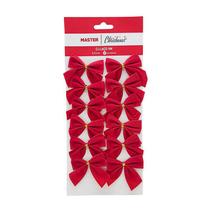 Cartela de Laços Veludo Vermelho 6,5cm 12UN Decorativo Natal