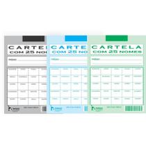 Cartela de Rifa com 25 Nomes Pacote com 50 Cartelas Cartela de Rifa com 25 Nomes Pacote com 50 Cartelas