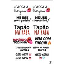 Cartela de tatuagem temporaria adesiva frases eróticas 15x10cm libido