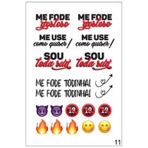 Cartela de tatuagem temporaria adesiva frases eróticas 15x10cm libido