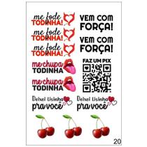 Cartela de tatuagem temporaria adesiva frases eróticas 15x10cm libido