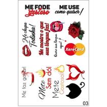 Cartela de tatuagem temporaria adesiva frases eróticas 15x10cm libido