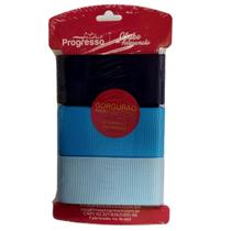 Cartela Fita De Gorgurão KGL001 38mm Tons De Azul 9 Metros