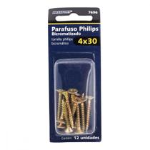 Cartela Parafuso Chipboard Brasfort Cabeca Chata Philips 4,0X30 Cartela Com 12 Pecas 7696