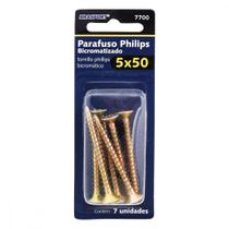 Cartela Parafuso Chipboard Brasfort Cabeca Chata Philips 5,0X50 Cartela Com 7 Pecas 7700