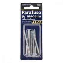 Cartela Parafuso Madeira Brasfort Cabeca Chata Fenda 4,2X50 Cartela Com 6 Pecas 7684