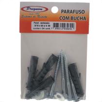 Cartela Parafuso Madeira Preguim Com Bucha 08Mm Sextavado Com 04 Pecas 0692 Cartela Parafuso Madeira Preguim Com Bucha 08Mm Sextavado Com 04 Pecas 0692