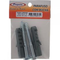 Cartela Parafuso Madeira Preguim Com Bucha 12Mm Sextavado Com 02 Pecas 0715