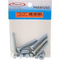Cartela Parafuso Rosca Maquina Preguim Redonda 1/4 X 11/2+Porca+Arruela Com 05 Pecas 1491