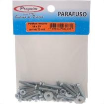 Cartela Parafuso Rosca Maquina Preguim Redonda 1/8 X 3/4+Porca+Arruela Com 15 Pecas 1330