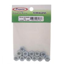 Cartela Porca Torneada Preguim Zincada 1/4'' Nc Com 12 Pecas 1736