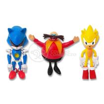 Cartela Sonic The Hedgehog 3 Bonecos Dr Eggman Metal Sonic E Super Sonic Action Figure Miniatura