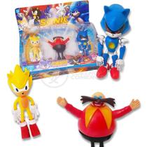 Cartelado Infantil Bonecos Sonic The Hedgehog 3 Miniaturas Super Sonic Dr Eggman E Metal Sonic