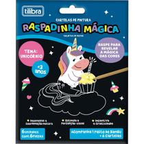 Cartelas de Pintura Raspadinha Mágica Unicórnio / Espaço 6 Unidades + 1 Palito de Bambu Tilibra