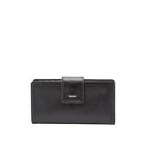 Cartera Fossil Logan para Mujer de Cuero con Bloqueo RFID, Color Negro