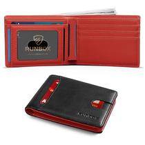 Cartera RUNBOX Slim de Cuero Bifold con Bloqueo RFID y 11 Ranuras