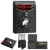 Cartera RUNBOX Slim RFID de cuero con soporte para AirTag y 15 ranuras