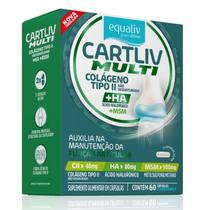 Cartliv Multi Colágeno Tipo 2 40mg Ha 80mg Msm 900mg com 60 comprimidos Equaliv