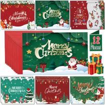 Cartões comemorativos de Natal HSHFAMIIY, pacote com 12 envelopes 6x4i