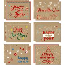 Cartões comemorativos FANCY LAND Feliz Ano Novo 2024 com envelopes