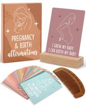 Cartões de afirmação Levfla Pregnancy Birth com pente de madeira Cartões de afirmação Levfla Pregnancy Birth com pente de madeira