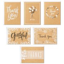 Cartões de agradecimento Hallmark Rustic Kraft (48 com envelopes)