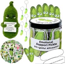 Cartões de apoio emocional em conserva com adesivos e chaveiro