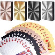 Cartões de baralho impermeáveis Kweiugfi 4 Decks Poker Gold+Silver+Black+Pink Cartões de baralho impermeáveis Kweiugfi 4 Decks Poker Gold+Silver+Black+Pink