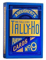 Cartões de baralho Tally-Ho MetalLuxe Blue com metal real estampado Cartões de baralho Tally-Ho MetalLuxe Blue com metal real estampado