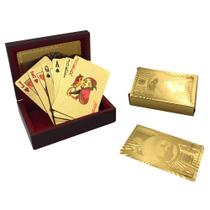 Cartões de baralho Yuanhe Gold Deck impermeáveis com caixa de madeira Cartões de baralho Yuanhe Gold Deck impermeáveis com caixa de madeira
