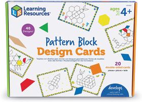 Cartões de design de bloco de padrão de recursos de aprendizagem, reconhecimento de cores, brinquedo STEM, idades 4+