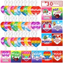 Cartões de dia dos namorados + 30 pacotes de brinquedos Mini Heart Pop Keychain