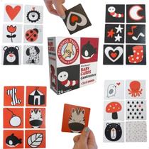 Cartões De Estímulos De Alto Contraste Montessori Interativo Baby Cards 3 a 6 Mêses 24 imagens 12 Cartas Cooper Fun