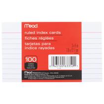 Cartões de índice Mead 100 Count Ruled 7,6 x 12,7 cm brancos