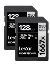 Cartões de Memória Lexar Professional 128GB (2 Unidades) - 1667x SDXC