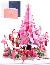Cartões de Natal 3D Pop Up JMHACHY - Papai Noel, Flamingo e Árvore de Natal